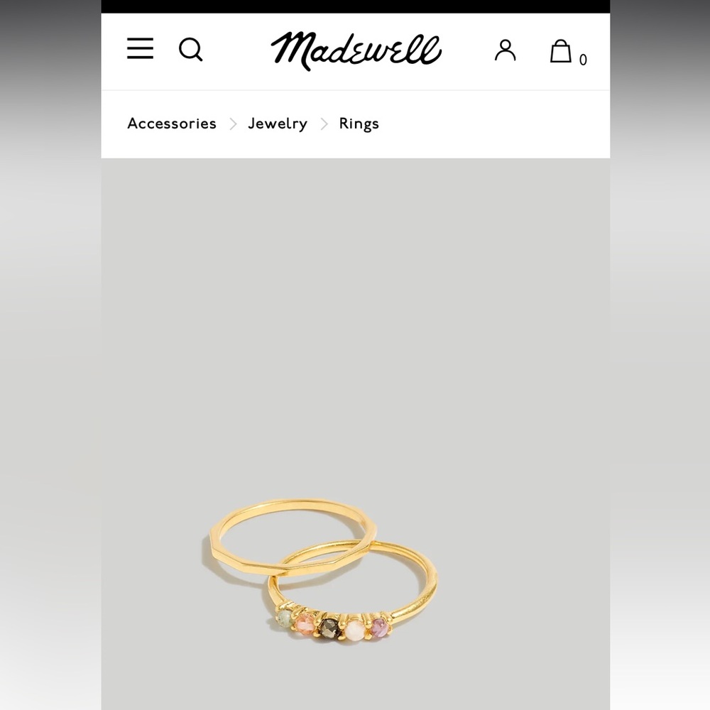Madewell Stone Collection Multi-Stone Skinny Ring- Size 6- NWOT